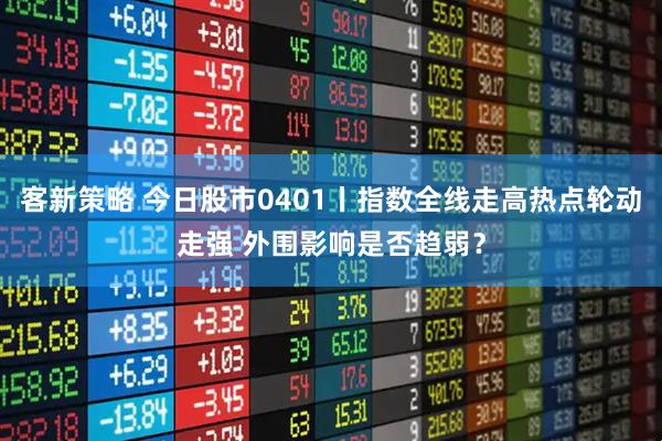 客新策略 今日股市0401丨指数全线走高热点轮动走强 外围影响是否趋弱？